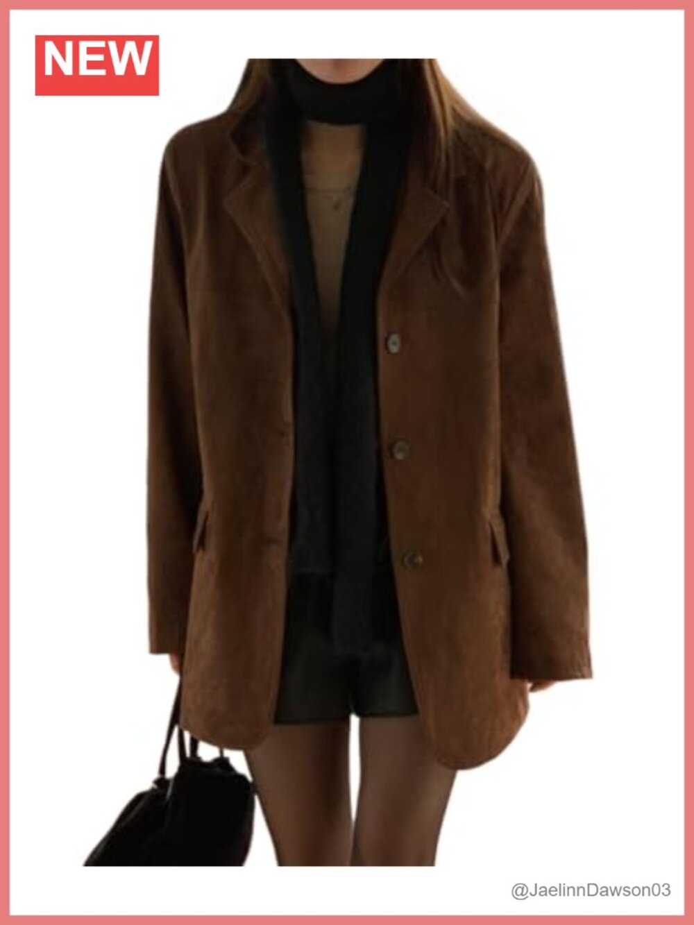 Faux Suede Oversized Button Midi Jacket